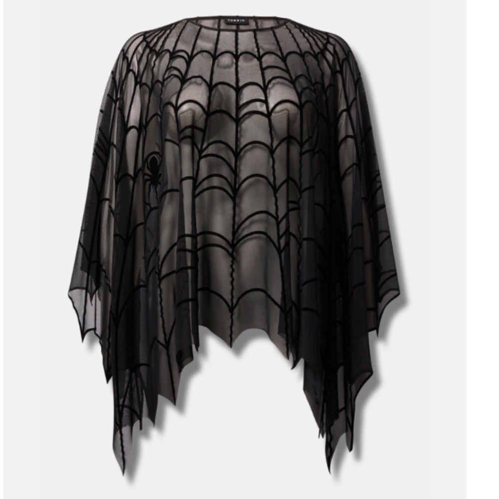 Torrid Spiderweb Poncho - Black - 3X 4X - 22 24 26 - NEW